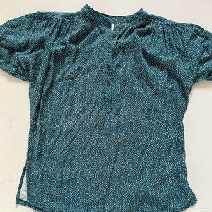 Anthropologie-Maeve turquoise and white short sleeve top, Sz S